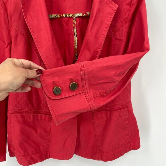 CAbi Blazer Jacket Size 8 Red Single Button Notch Collar Cotton Spandex Stretch - Picture 4 of 11